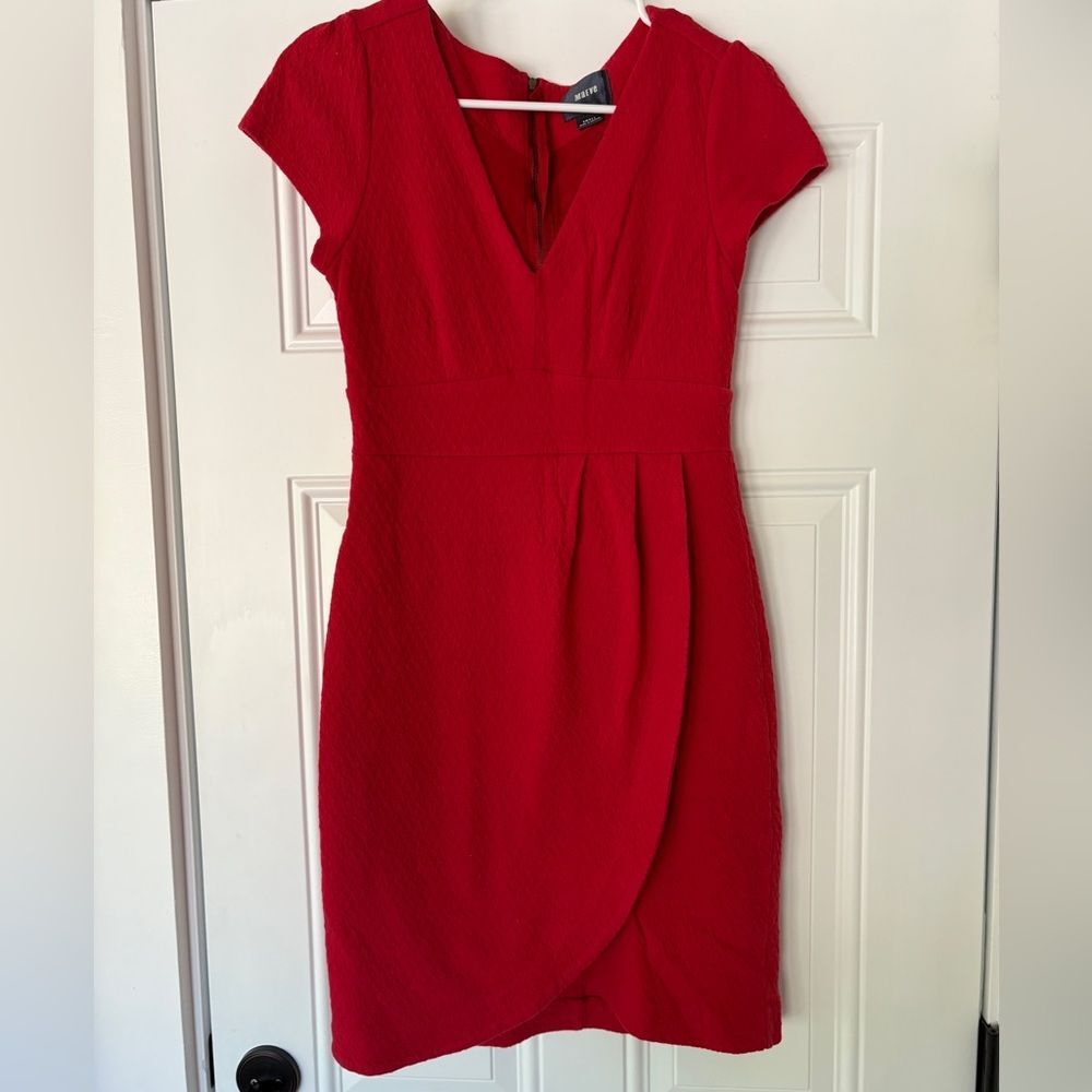 Maeve Anthropologie Red short sleeve stretchy mini Dress v-neck size small